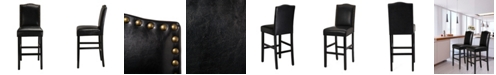 Glitzhome Set of Two 45" H Leatherette Barchair with Studded Decoration and Solid Rubberwood Legs
